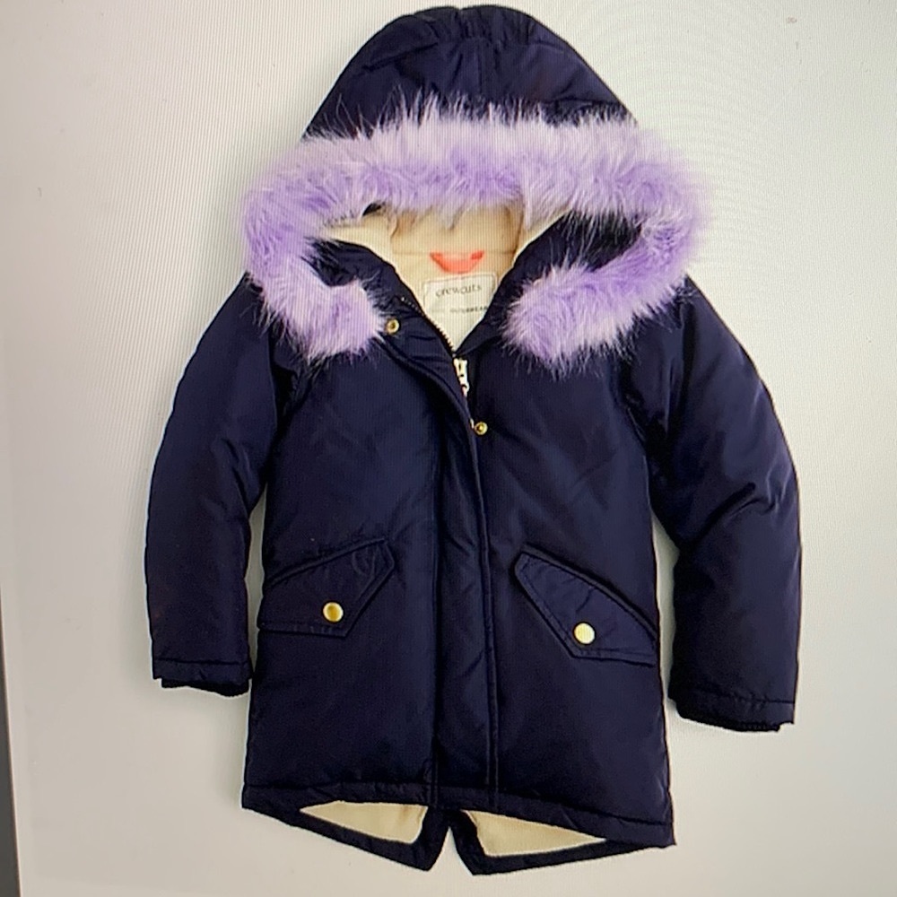 Girls crewcuts fishtail parka with prima loft. Removable fur collar